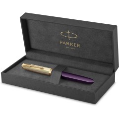 Parker Fountain Pen 51 Deluxe Plum Barrel 18k Gold Trim 2123516