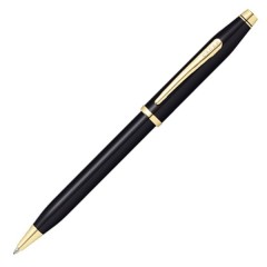 Cross Ballpoint Pen Century II Black Lacquer 23K Gold Plated 412WG-1