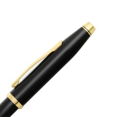 Cross Ballpoint Pen Century II Black Lacquer 23K Gold Plated 412WG-1