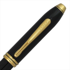 Cross Ballpoint Pen Townsend Black Lacquer 23K Gold Plated 572TW