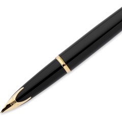 Waterman Fountain Pen Carène Fine Nib Gloss Black & Silver Plated with 23k Gold Clip S0699920