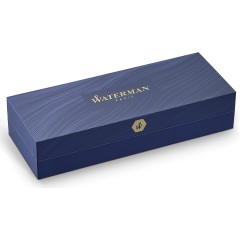 Waterman Fountain Pen Carène Fine Nib Gloss Black & Silver Plated with 23k Gold Clip S0699920