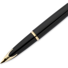 Waterman Fountain Pen Carène Fine Nib High-Gloss Black & 23k Gold Clip S0700300