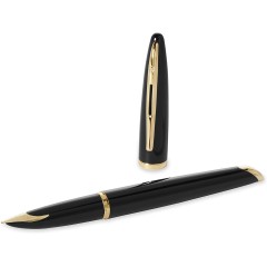 Waterman Fountain Pen Carène Fine Nib High-Gloss Black & 23k Gold Clip S0700300
